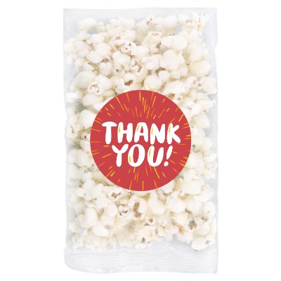 Clear plastic packet with a branded logo.