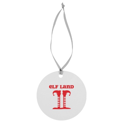 White metal ornament with a personalized logo