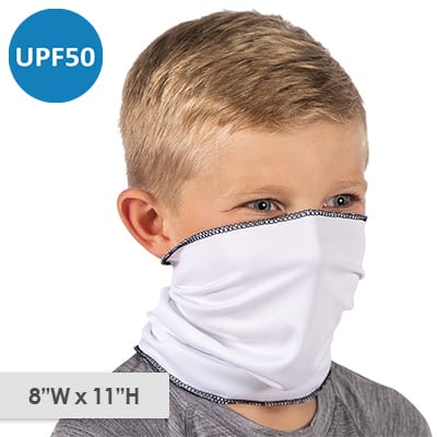 Poleyster microfiber white youth neck gaiter blank.