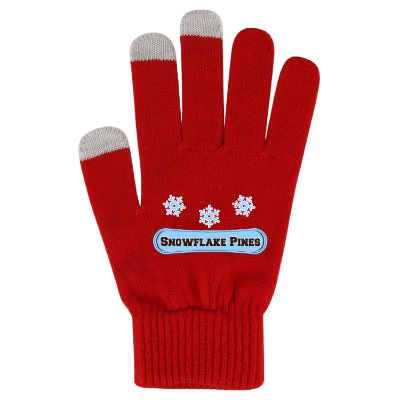 Acrylic, spandex and fiber red touch screen gloves with full color logo.