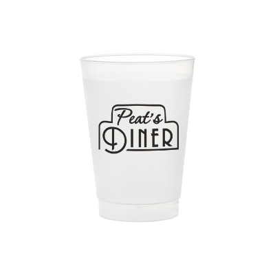 Durable plastic frosted plastic cup with custom logo in 8 ounces.