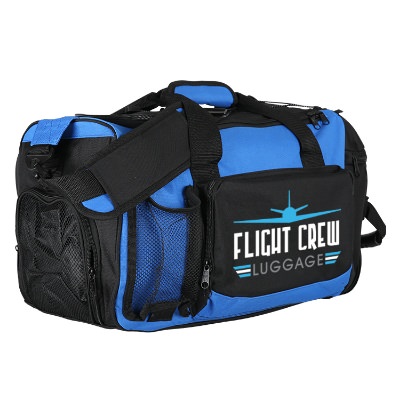 Polyester royal blue deluxe activity duffel with full color imprinting.