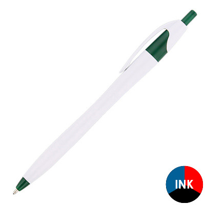 White pens with solid color accents.