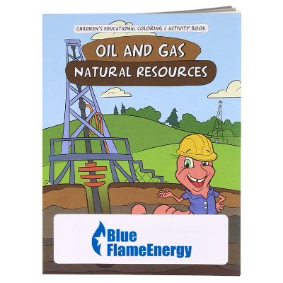 Multicolored paper coloring book with a custom imprint.