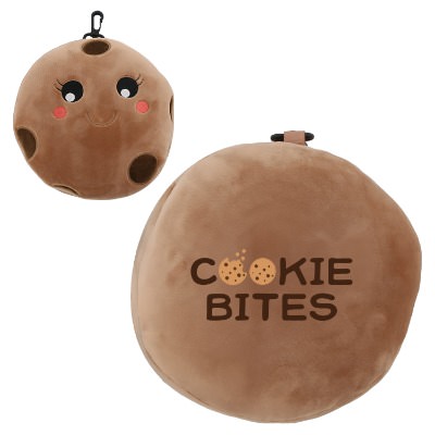 Brown plush sleep mask with a personalized logo
