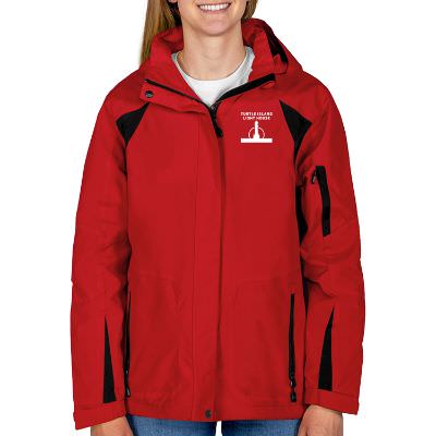 Red ladies custom jacket.