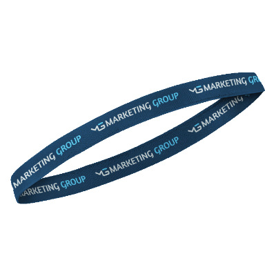 Blue headband with full color custom imprint.