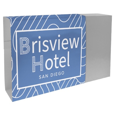 Silver giftbox with branded imprint.