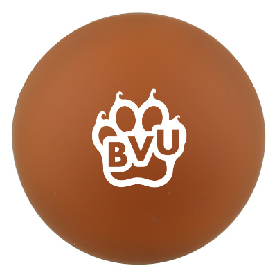 Brown plastic massager with a custom logo.