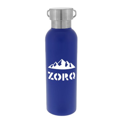 Stainless blue bottle with custom logo.