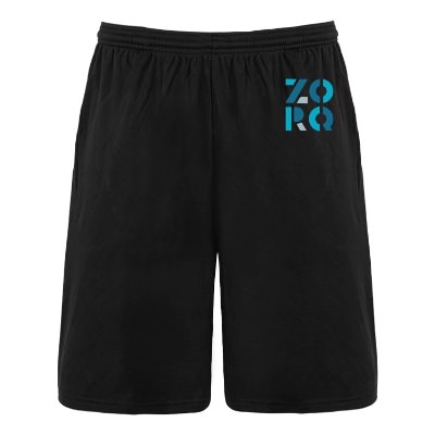 Personalized black shorts with full color logo.