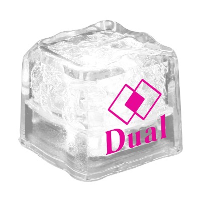 Light up ice cube with custom logo.