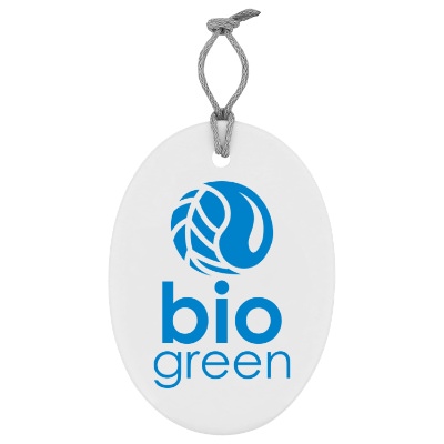White ceramic ornament with a personalized imprint