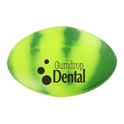 Foam green mood football stress ball with custom imprint.