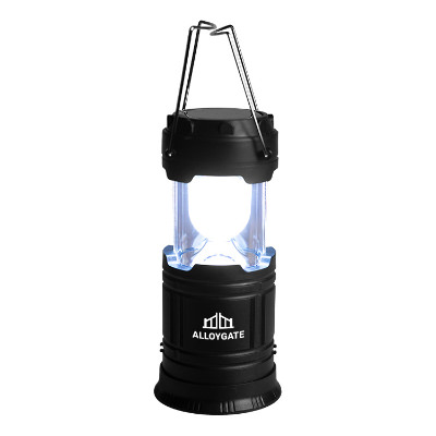 Plastic black lantern with custom logo.