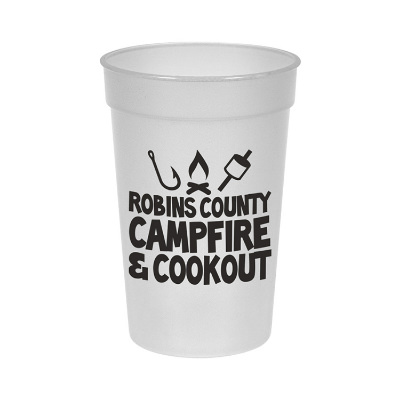 Plastic nite glow glow in the dark stadium cups with branding in 17 ounces.