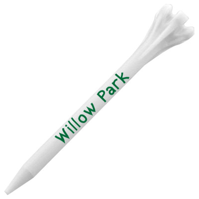 White golf tee with custom logo.