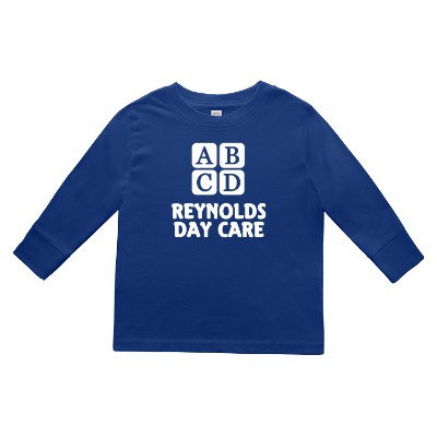 Custom royal toddler long sleeve shirt with logo.