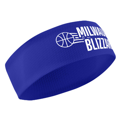 Custom Blue headband with one color imprint.