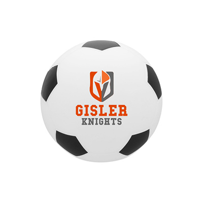 White with black foam branded soccer ball