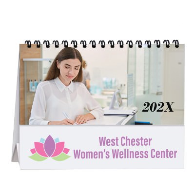 Paper tent desk calendar with full color personalized imprint.