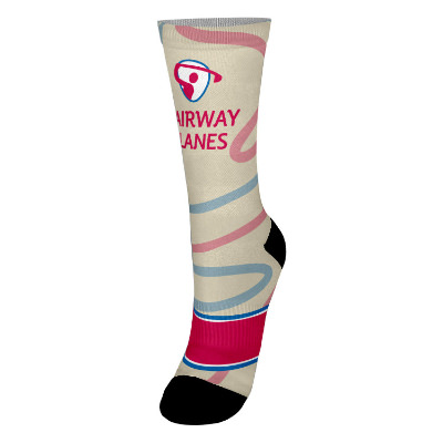 Full color sock with custom imprint.