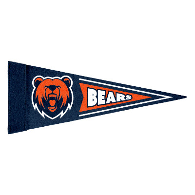 White felt pennant flag with a custom imprint.
