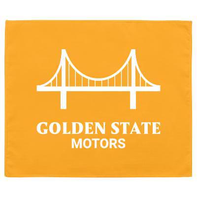 Orange microfiber rally towel with custom logo