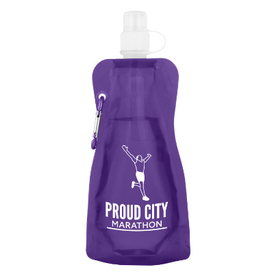 Purple drink pouch with custom logo.