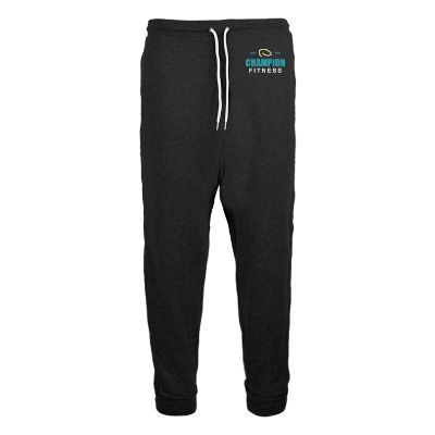 Custom dark grey heather jogger sweatpant with full color logo.