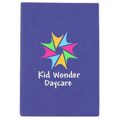 Paper red pocket journal with sticky notes and full color logo.