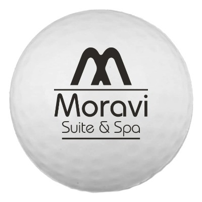 White foam stress ball with a custom logo.