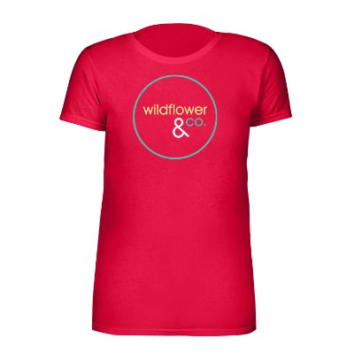 Red customized heavy cotton printed t-shirt.