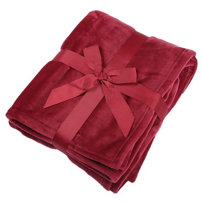 Red plush blanket blank.