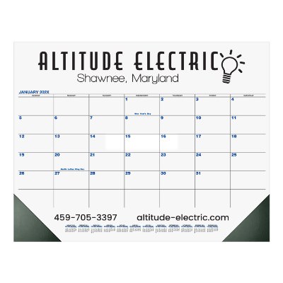 Remarkable desk calendar with custom promotional imprint.