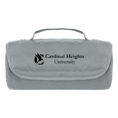 Fleece gray blanket with custom logo.