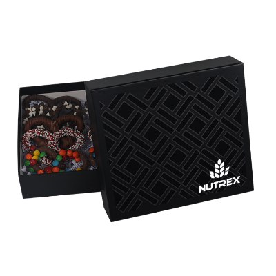 Custom deluxed chocolate pretzels in gift box-Full Color