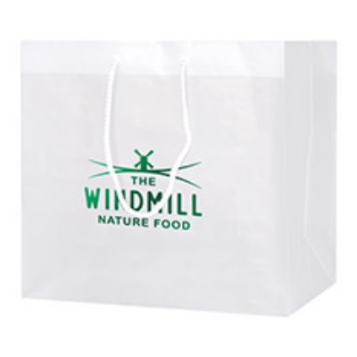 Plastic frosted clear eurotote personalized.