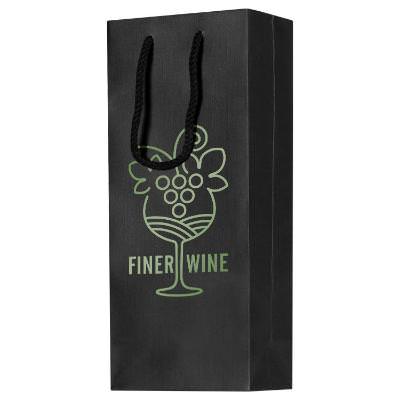Textured paper black wine eurotote with foil imprint.