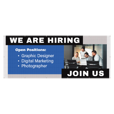 4 feet x 10 feet full-color custom imprinted 8 oz. mesh vinyl banner.