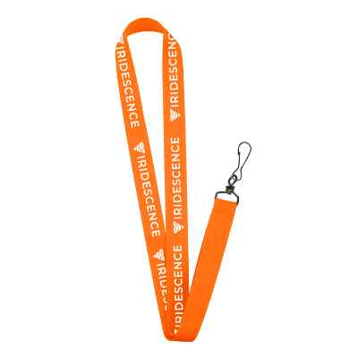 3/4 inch neon orange grosgrain polyester custom lanyard with black j-hook.
