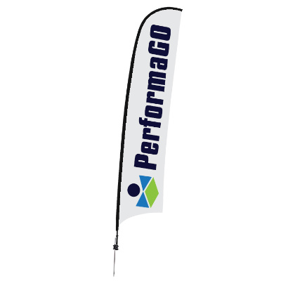17-ft. stand-up flag with custom logo.