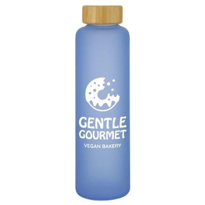 Cornflower glass bottle with custom imprint.