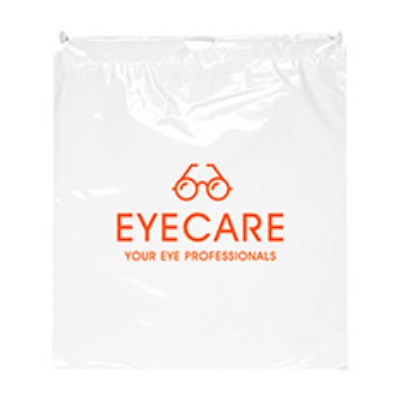 Plastic white cotton drawstring bag customized.