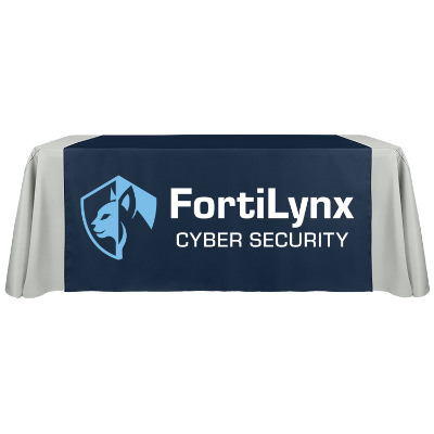 60 inches x 90 inches polyester table runner with full-color custom design.