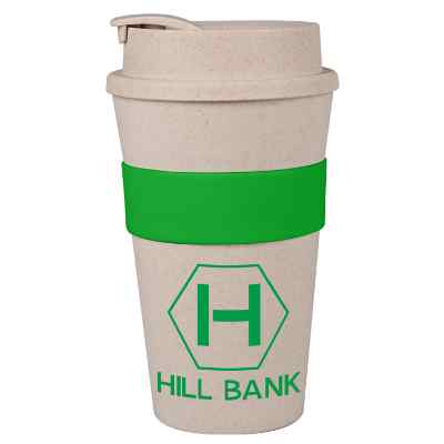 Plastic tumbler with custom logo.