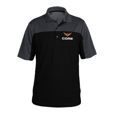 Full Color customized black with carbon colorblock pique polo
