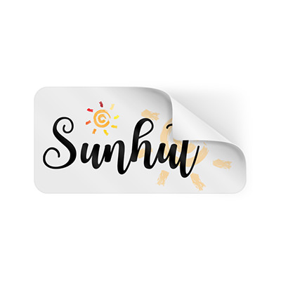 2x1 inch rectangle button sticker with full color imprint.
