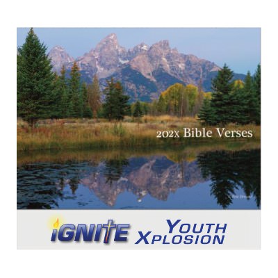 Wall calendar stapled with bible verses with full color custom imprint.