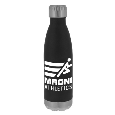 Stainless steel black water bottle with custom logo in 17 oz.